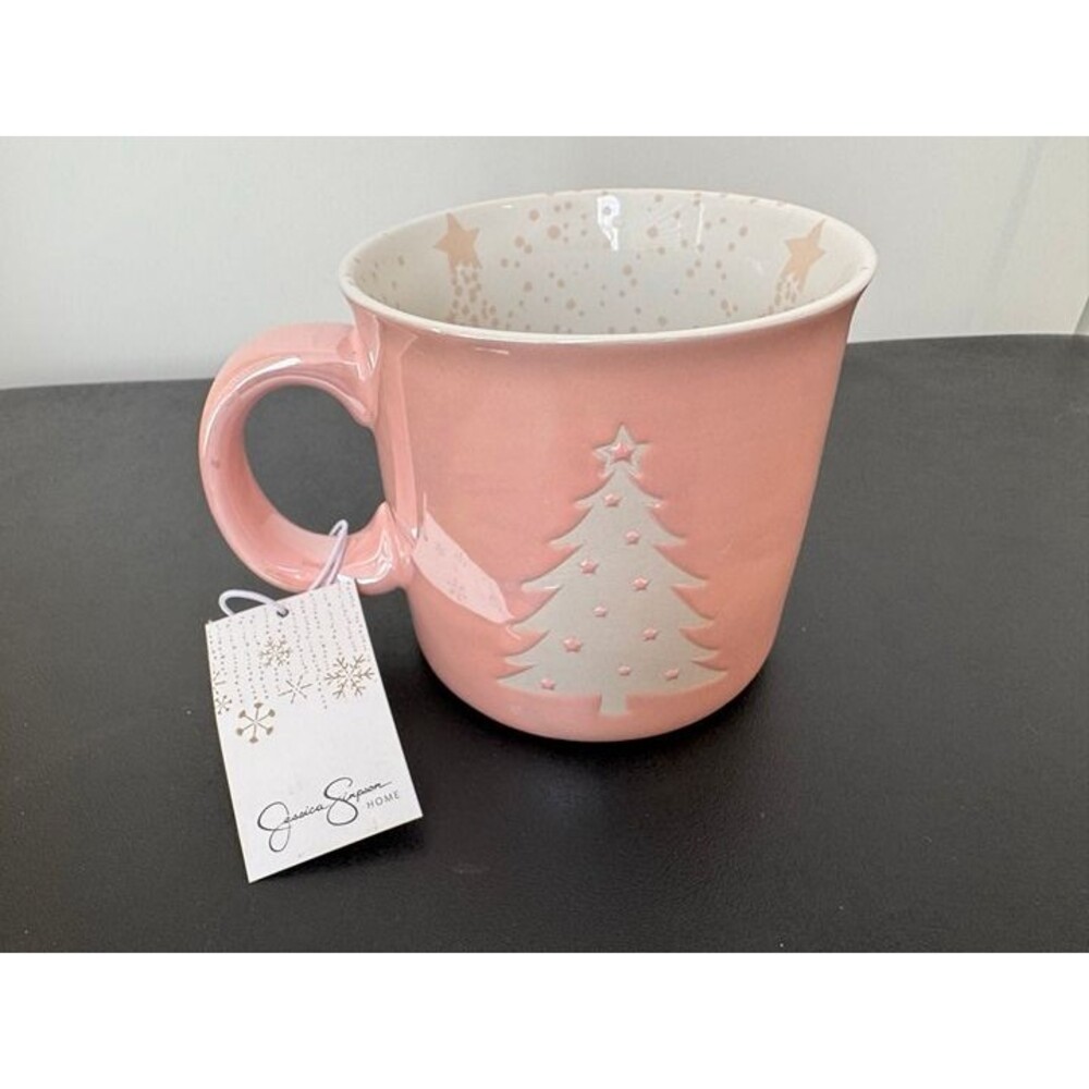 NWT Jessica Simpson Pink Christmas Tree Mug